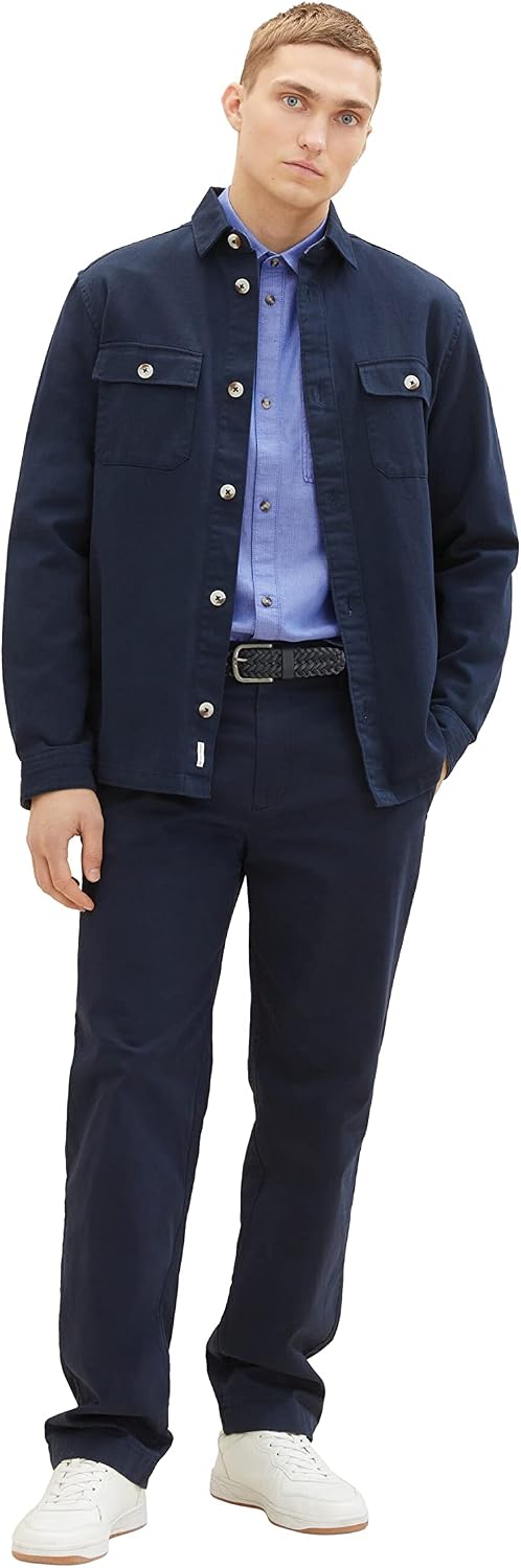 TOM TAILOR Denim Herren Denim Regular Fit Twill Hemd aus Baumwolle XXL 32347-royal Blue Mini Herring
