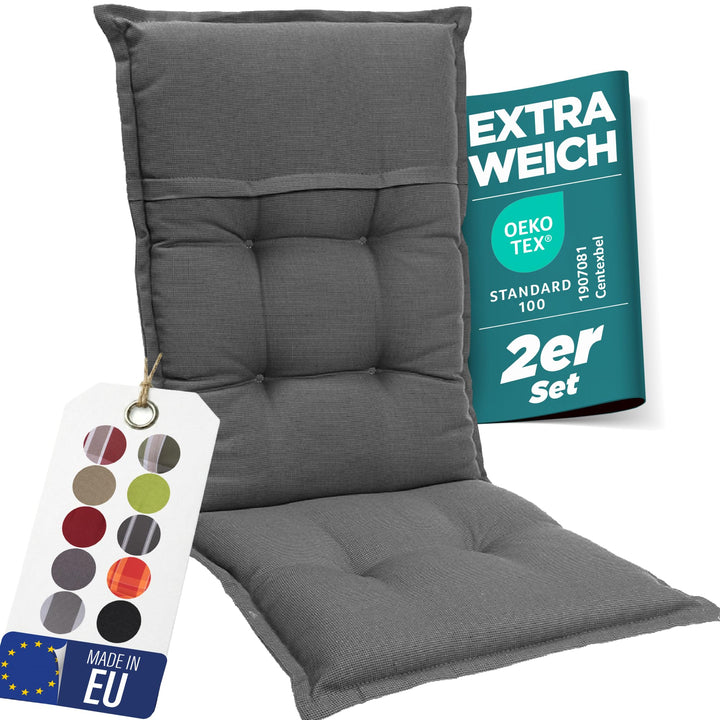 Gartenstuhlauflagen Hochlehner I Extra Dicke Sitzauflagen I Made in EU I Polsterauflagen für Hochleh