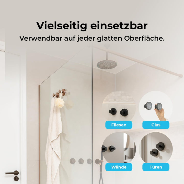 Sanova Handtuchhalter ohne Bohren 2er Set Kupfer Bronze – Handtuchhaken mit Saugnapf – Twist & Lock