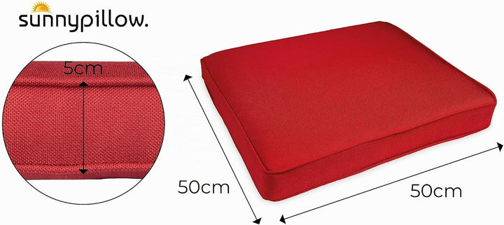 sunnypillow 4er Set Stuhlkissen wasserdicht UV-lichtecht 50 x 50 x 5cm | Polsterauflage Auflage für