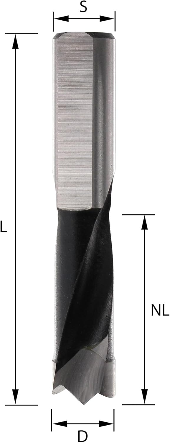 ENT 22786 Dübelbohrer HW, Schaft (S) 10 mm, Durchmesser (D) 10 mm, NL 35 mm, SL 30 mm, L 70 mm, Rech