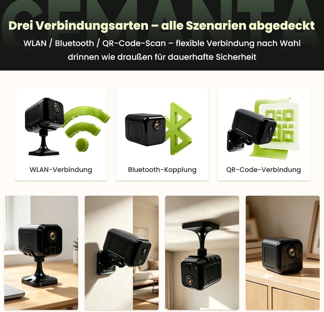 4MP Kleine Überwachungskamera für den Innenbereich Mini Kamera Überwachungskamera Innen mit 3000mAh