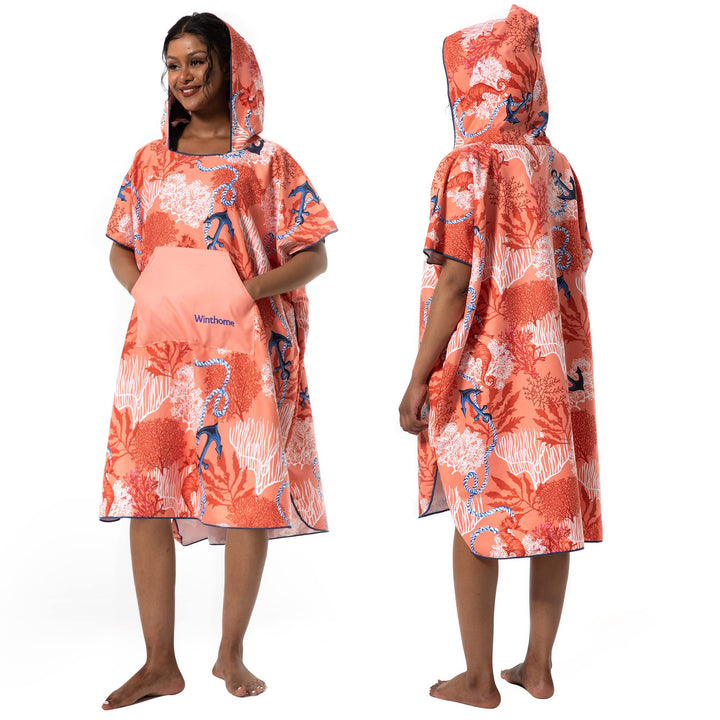 Winthome Poncho Schnelles Trocknen, Badeponcho Strand Umziehhilfe, Surf Poncho Leichtgewicht mit Tas