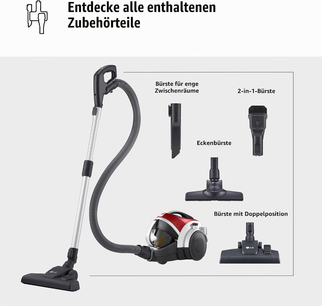 LG VK8506NHAG Beutelloser Staubsauger, 650 W, Kompressor-System, Turbo-Zyklon-System, Teleskop-Staub