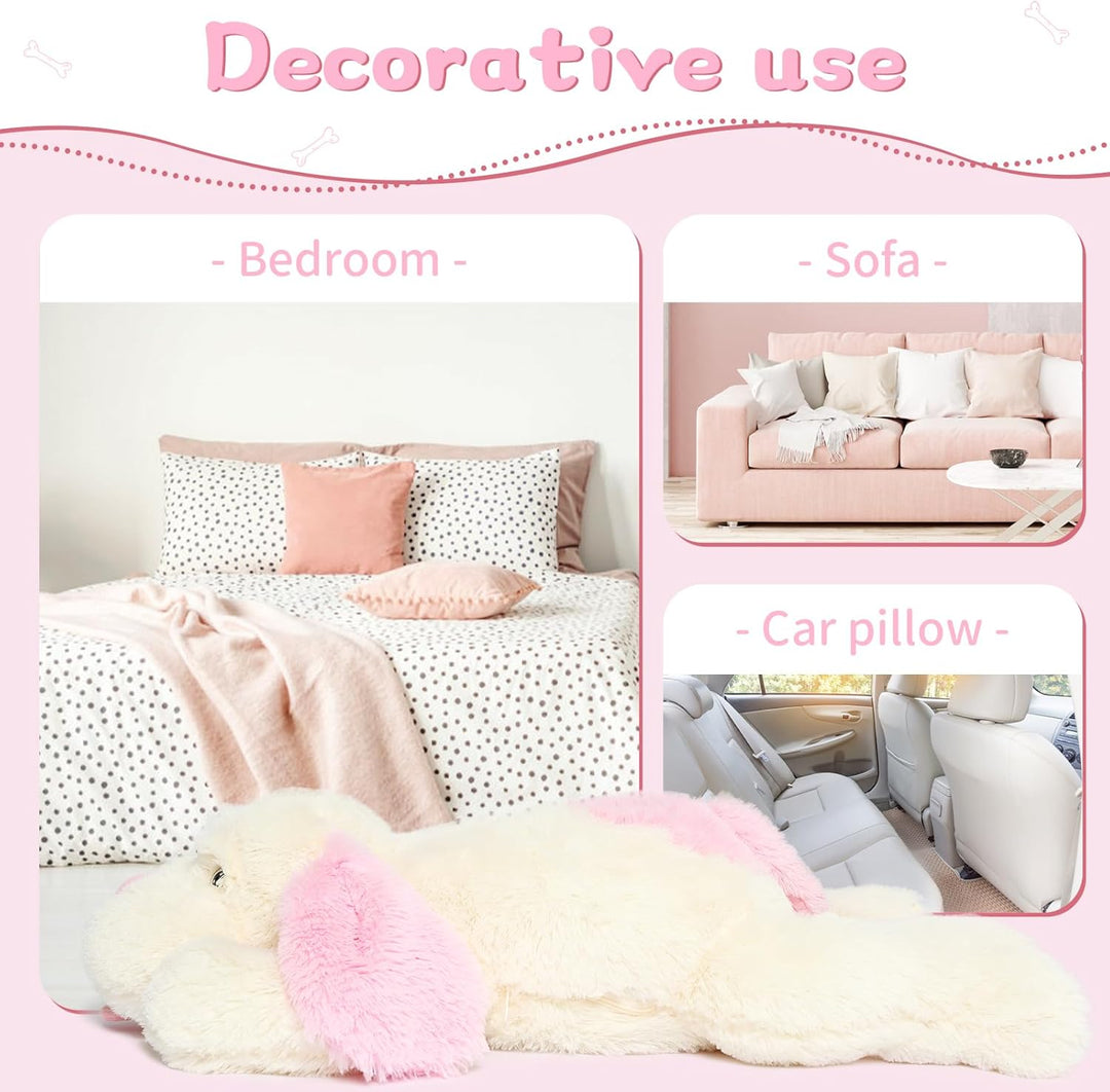 MorisMos 80cm lang Hund Kuscheltier gross XXL, weich Rosa Hund Plüschtier Stofftier, riesen Gefüllte