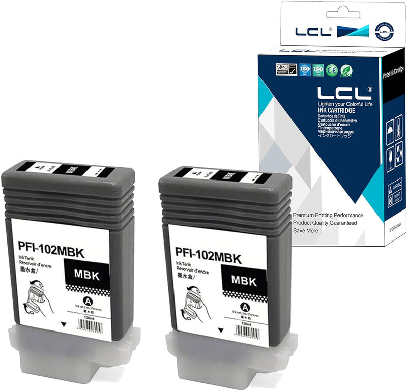 LCL Kompatibel PFI102 PFI-102 PFI102MBK PFI-102MBK 0894B001 130ML Pigment (2 Matte Schwarz) kompatib