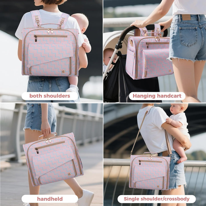 Allcamp Wickeltasche, gross, unterstützt Kinderwagen, umgewandelt in eine Tragetasche Rose, Rose