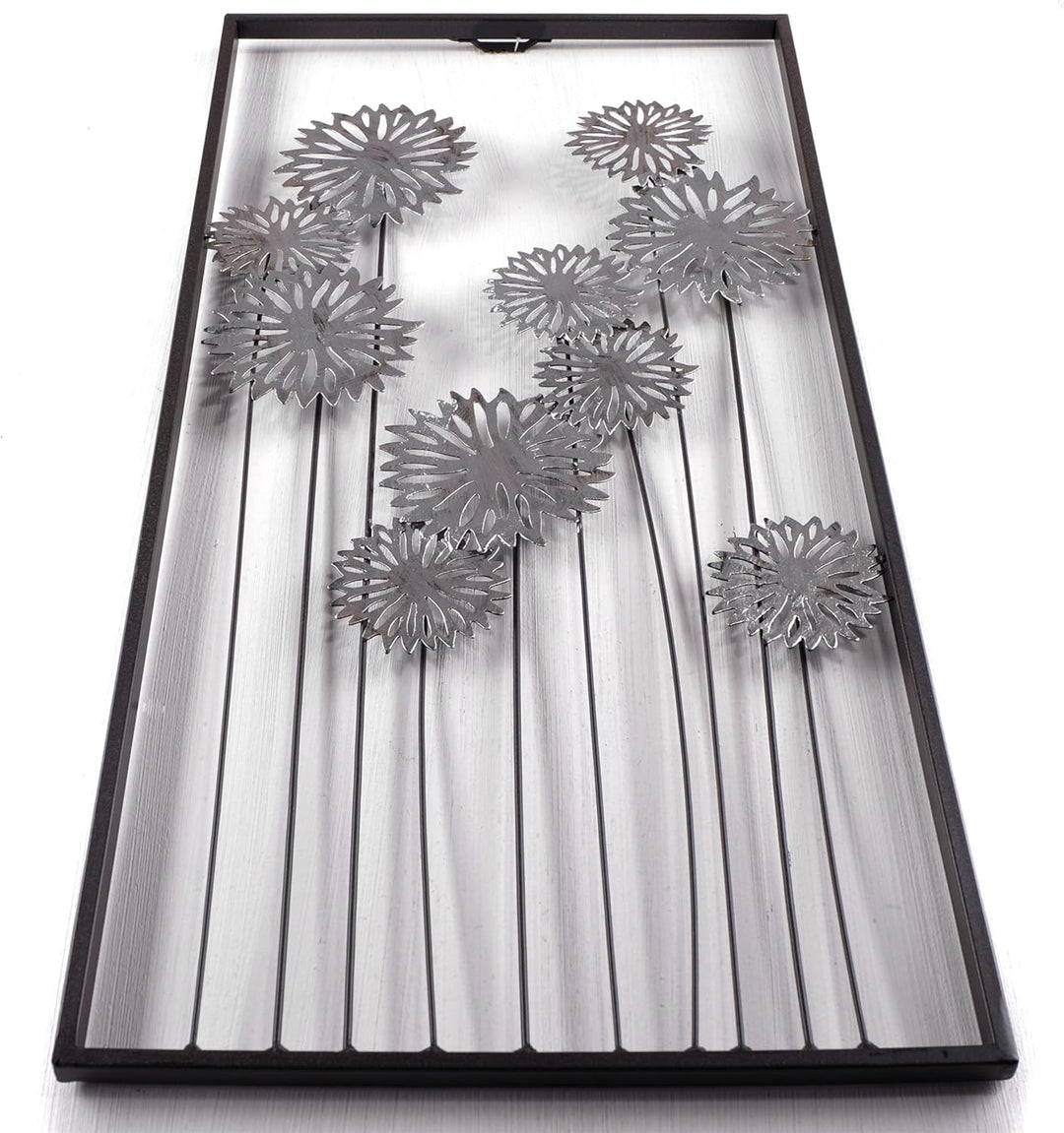 DESIGN DELIGHTS EINZIGARTIGE WANDDEKO Pure Flowers | Metall, 62 cm, Silber/braun | Wanddekoration Bl