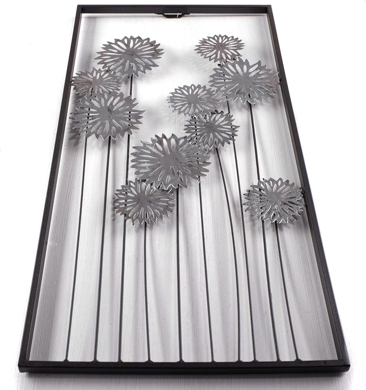 DESIGN DELIGHTS EINZIGARTIGE WANDDEKO Pure Flowers | Metall, 62 cm, Silber/braun | Wanddekoration Bl