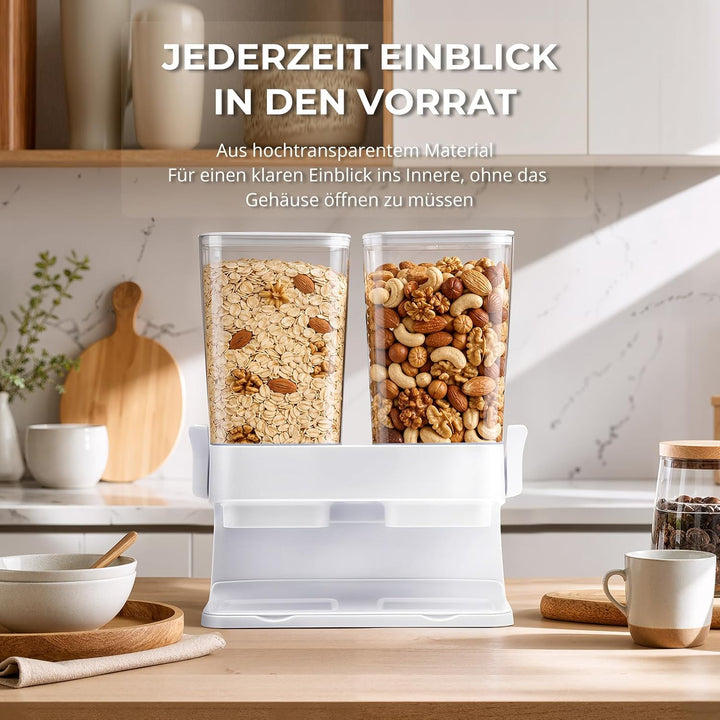 Müslispender 2er Pack, 6L Gesamtkapazität Cornflakes Spender -Fassungsvermögen eines einzelnen Fachs