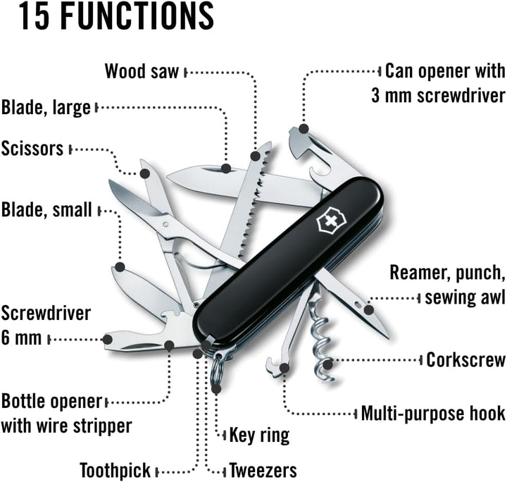 Victorinox Schweizer Taschenmesser Huntsman, Multitool, Swiss Army Knife mit 15 Funktionen, Klinge,