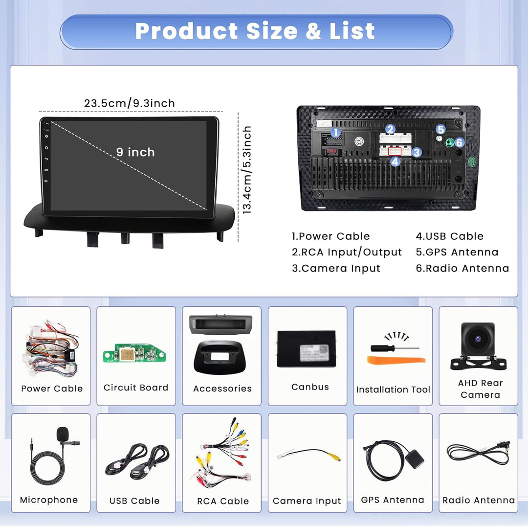 Hikity 8 core 4+64GB Android 15 Autoradio für Renault Megane 3 2009-2014 Radio Wireless CarPlay Andr