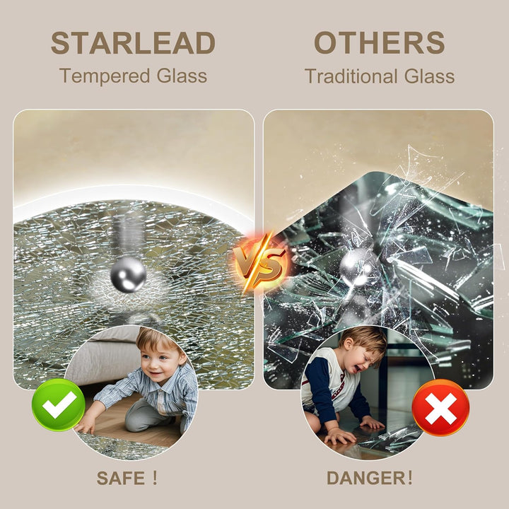 STARLEAD Rund-LED-Badspiegel-mit-Beleuchtung 80cm, Runder-Badezimmerspiegel mit Dimmbar, 3 Farbtempe