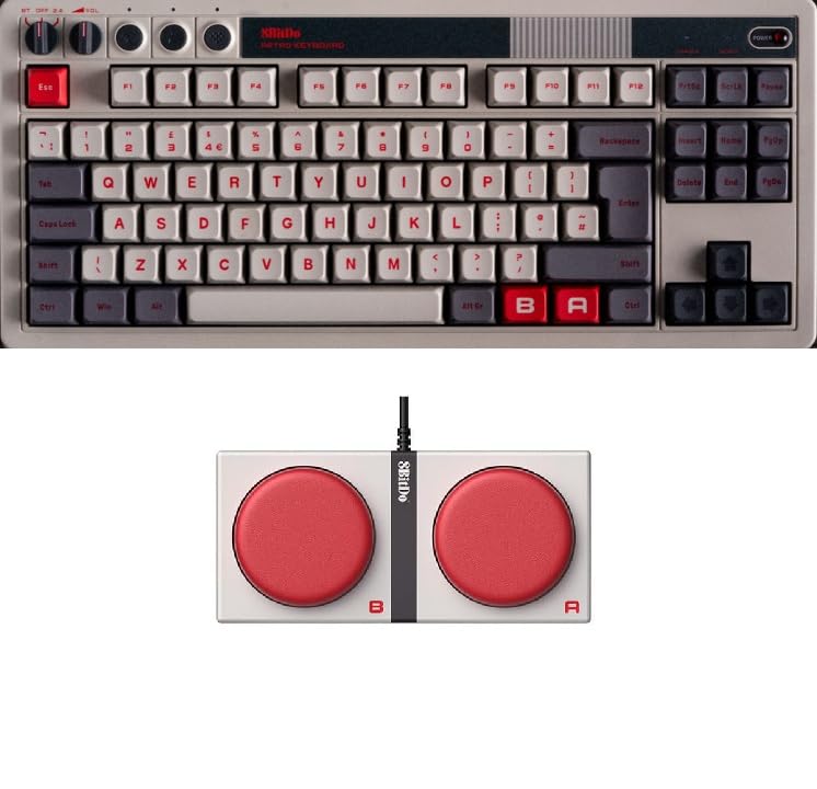 8Bitdo retro mechanische Tastatur, Bluetooth/2.4G/USB-C heiss austauschbare Gaming-Tastatur mit 87 T