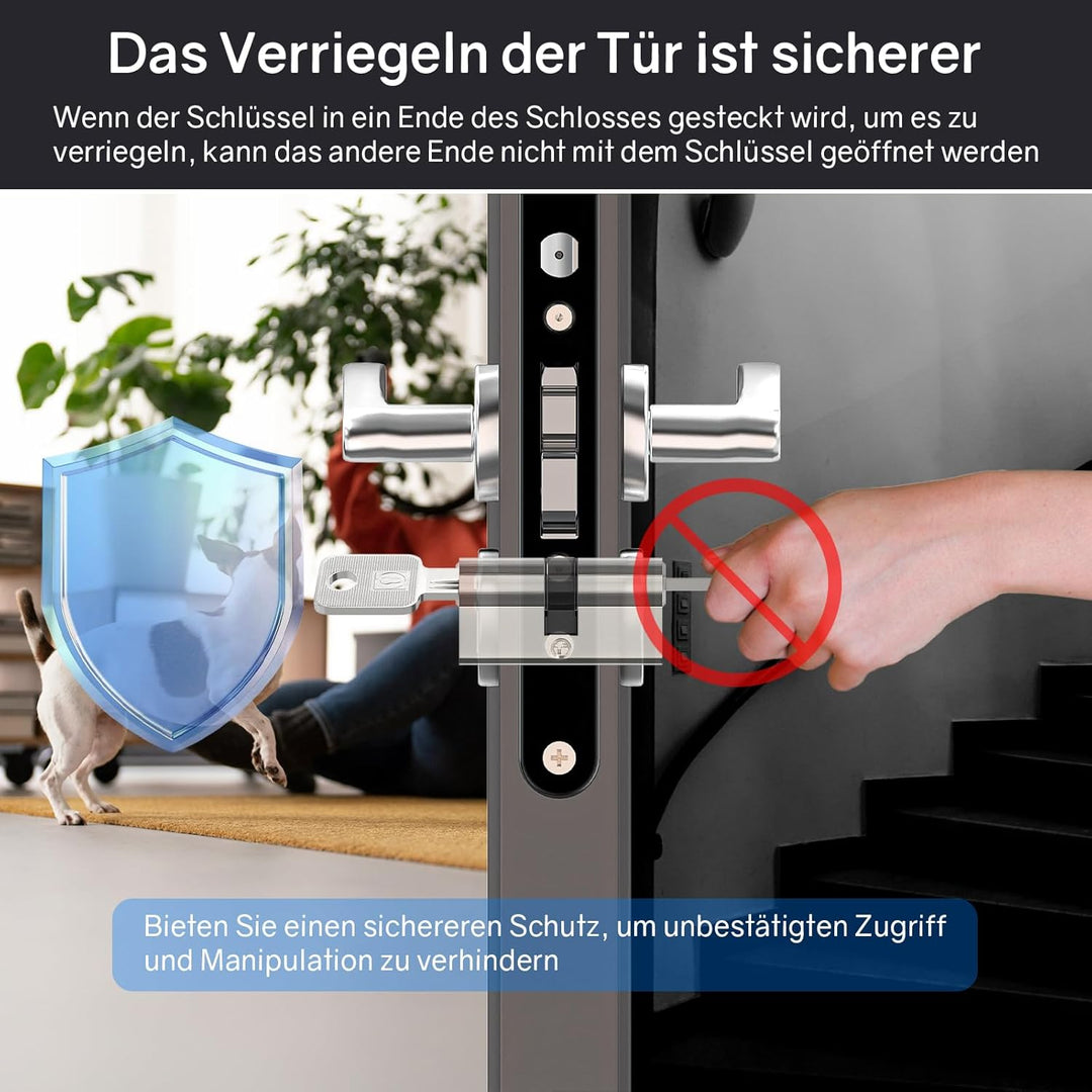 MANICAF Schliesszylinder 45/45 Zylinderschloss mit 5 Schlüssel, Profilzylinder, Türzylinder Beidseit