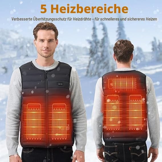 Mincoo Beheizbare Weste Damen Herren, Powerbank USB Wärmeweste Mit Akku 5V 10000 mAh, Winter Heizjac
