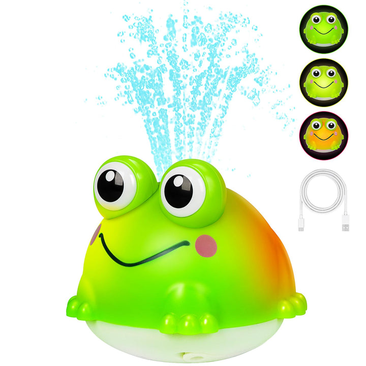 Baby Badespielzeug, Wiederaufladbares Baby Badewannenspielzeug mit LED Licht, Frosch Spray Wasserspi