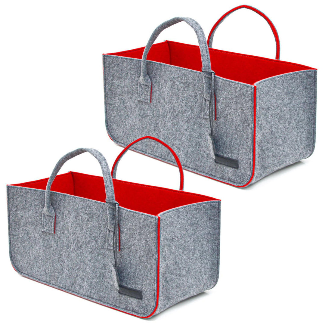 DuneDesign 2er Set: Schwerlast Shopping Bag Filz XXL - 50x25x25 Filztasche Gross - Kamintasche für H