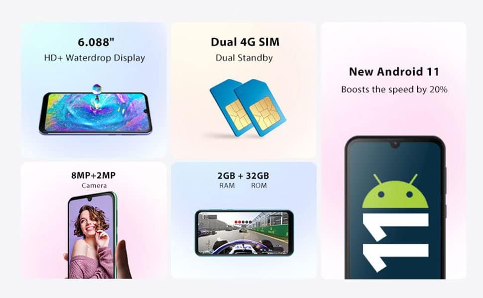 OSCAL C20 PRO Android 11 4G Smartphone Ohne Vertrag, Dual-SIM Handy, 6.08" HD+ Display, Unibody-Desi