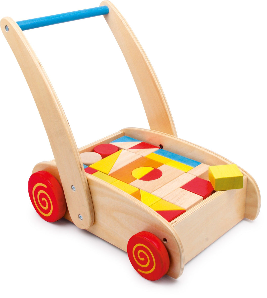 Small Foot Lauflernwagen Bauklötze aus Holz, Motorikspielzeug für Farb-und Formverständnis, ab 12 Mo
