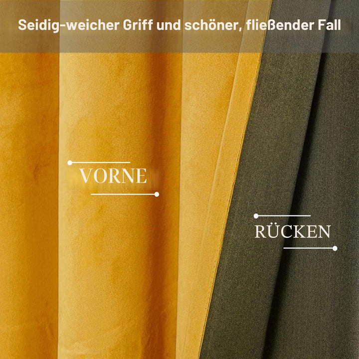 JIUZHEN Verdunklungsvorhang aus Samt,2er Set weiche blickdichte Gardinen mit Ösen für Schlafzimmer,1