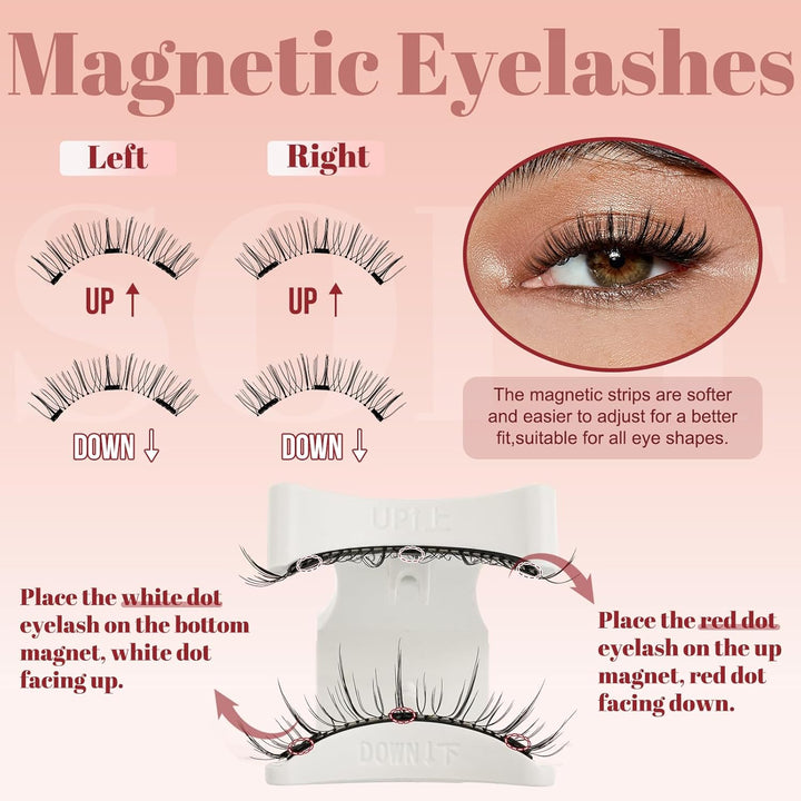 Higu clace Magnetische Wimpern,Magnet Wimpern Ohne Eyeliner,Magnetische Wimpern mit Applikator,Wimpe
