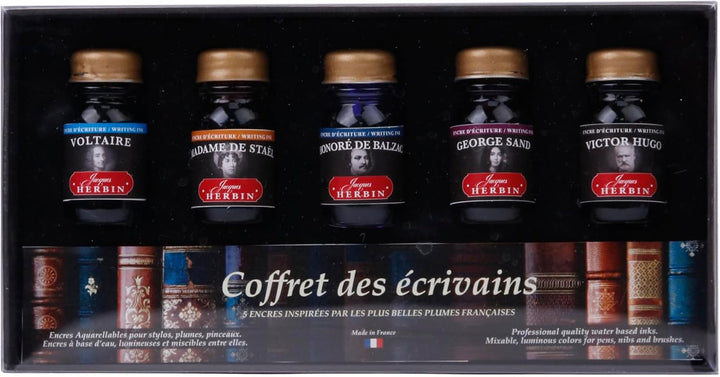 Jacques Herbin 27100T - Tintenset Schriftsteller, 5 Flakons à 10ml, 5 Tinten, ideal für Lettering, K
