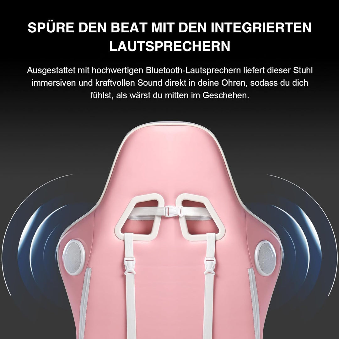 GTPLAYER Gaming Stuhl Gamer Stuhl mit Fussstütze Bluetooth Lautsprecher Ergonomischer Bürostuhl Comp