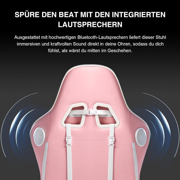 GTPLAYER Gaming Stuhl Gamer Stuhl mit Fussstütze Bluetooth Lautsprecher Ergonomischer Bürostuhl Comp