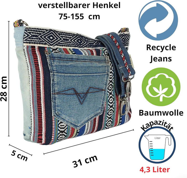 Sunsa Damen Taschen Umhängetasche Handtasche Canvas & Jeans. Grosse Boho Crossbody Tasche/bag Schult