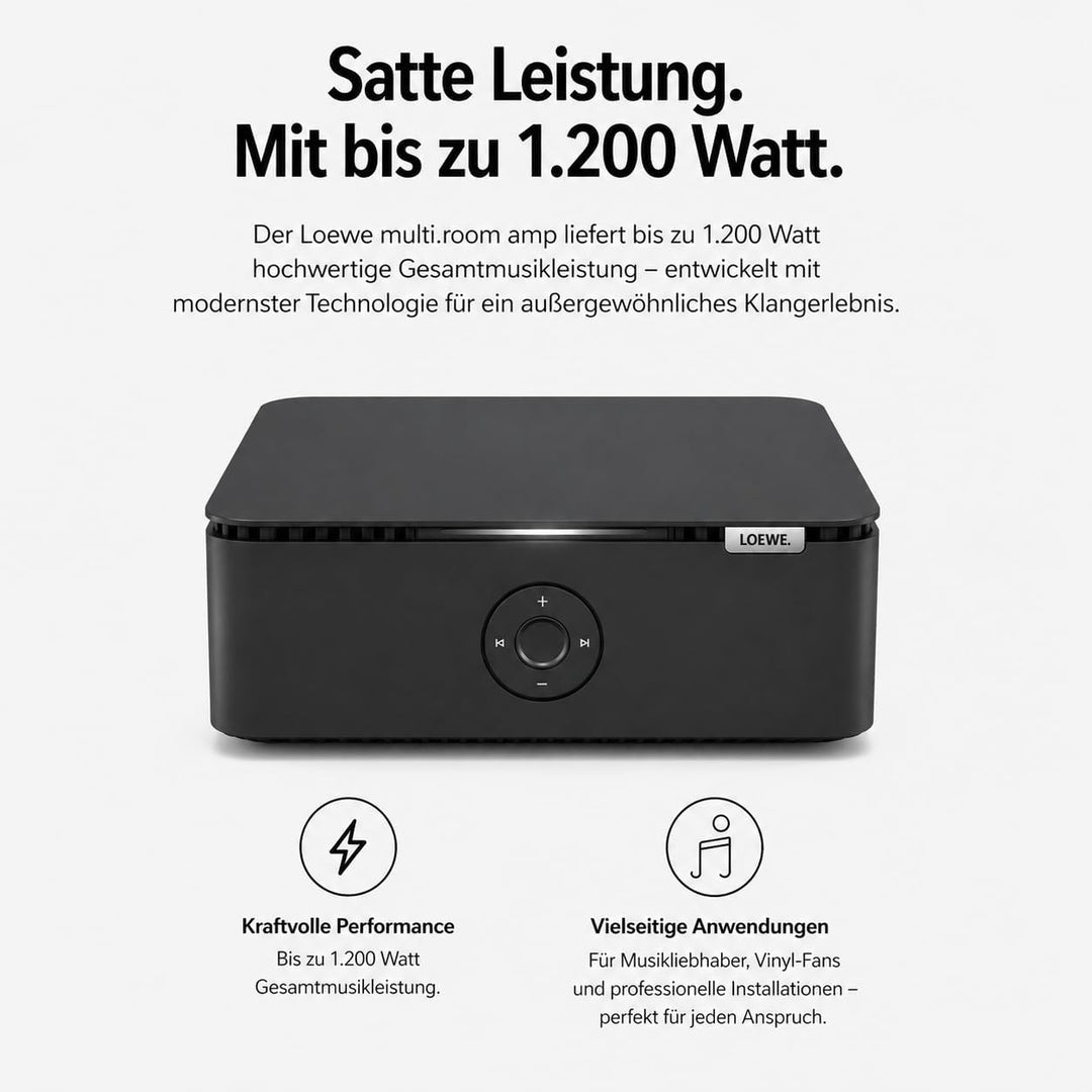 Loewe Multi.Room amp, Verstärker, Schwarz, Stereo Amplifier, 1200 Watt, DTS Play-Fi, AirPlay und Chr