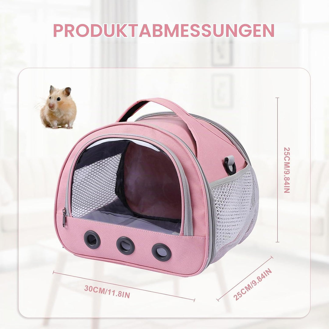 Kleintier-Transportbox Tragbare, atmungsaktive Transportbox für Meerschweinchen mit transparentem Fe