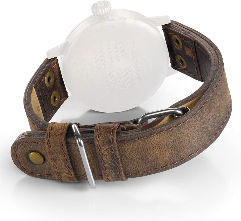 Laco Erbstück Fliegeruhren Lederband – Beobachtungsuhren – XL 20 mm – geschlossen – Antik-Optik – Ni