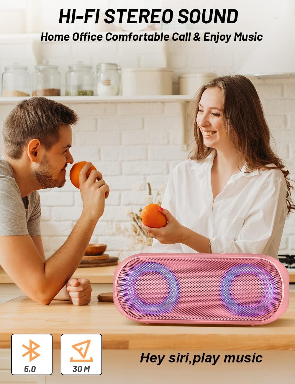 NOTABRICK Bluetooth Speaker with RGB Light, Portable Music Box, Bluetooth Box, 30 W True Wireless St