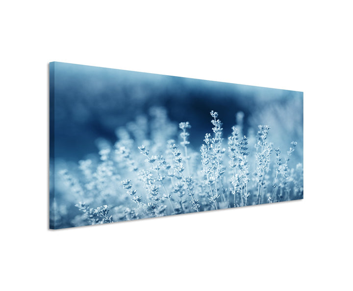Sinus Art 150x50cm Wandbild – Farbe Blau Petrol Panoramabild Wandbild auf echter Leinwand in sehr ho