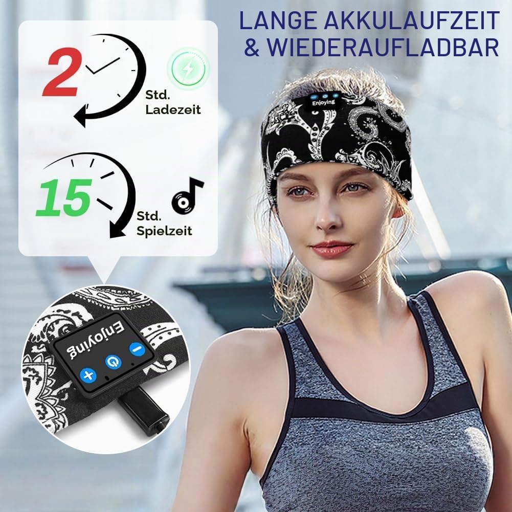 flintronic Schlafkopfhörer Bluetooth, Kabellose Schlaf Kopfhörer mit HD Stereo Lautsprecher für Männ