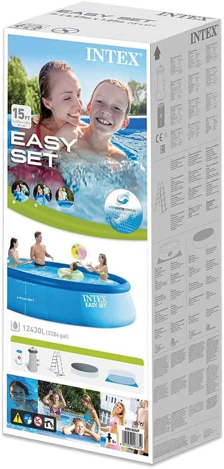 Intex 26166NP – Aufstellpool Easy Set Rund, Filterpumpe 3785 L/h, Leiter, Bodenplane und Abdeckplane