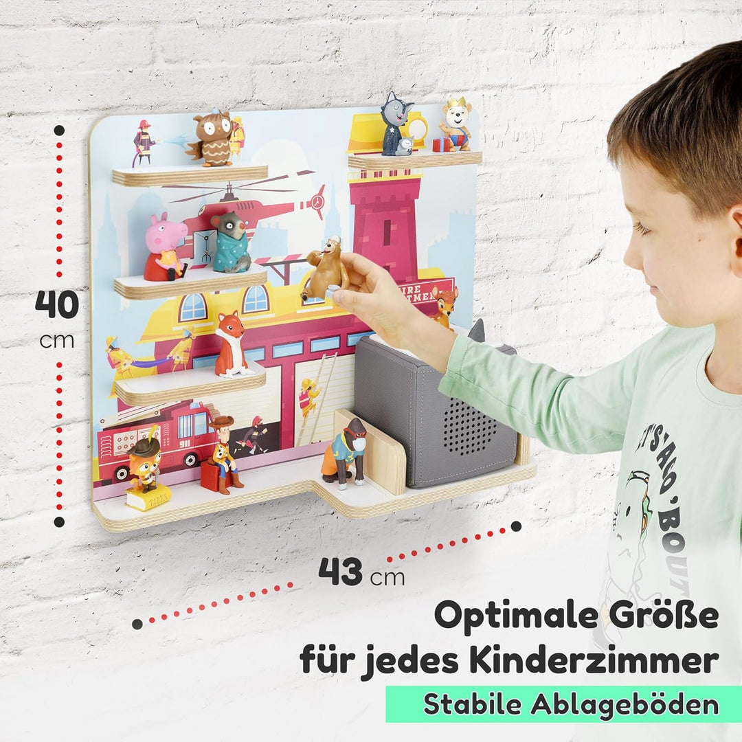 stadtecken Holzregal für Musikbox I Passend für die Toniebox und ca. 35 Tonies I Perfekte Aufbewahru