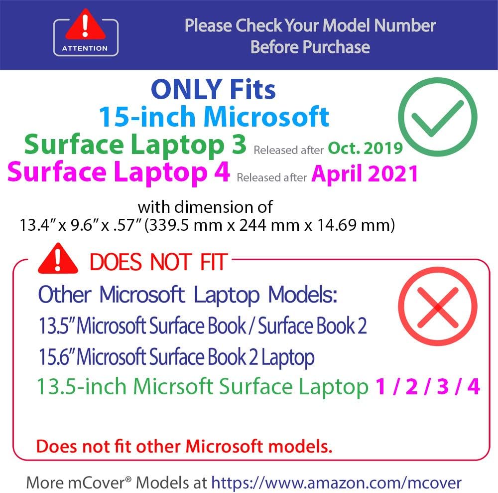 mCover 15-Zoll Hartschalen-Schutzhülle für Microsoft Surface Laptop 3 Computer (Nicht für 15-Zoll-Ob