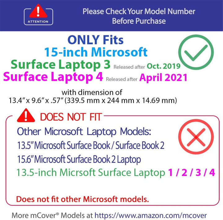 mCover 15-Zoll Hartschalen-Schutzhülle für Microsoft Surface Laptop 3 Computer (Nicht für 15-Zoll-Ob