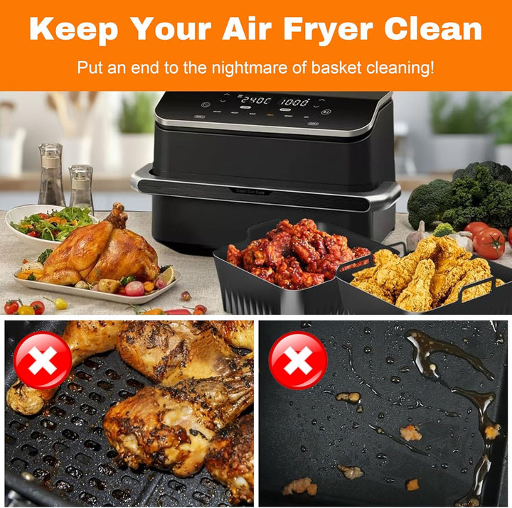 Silikonform Heissluftfritteuse Zubehör für Cosori Twinfry 10L, 3 Stück Silikonform Airfryer Heissluf