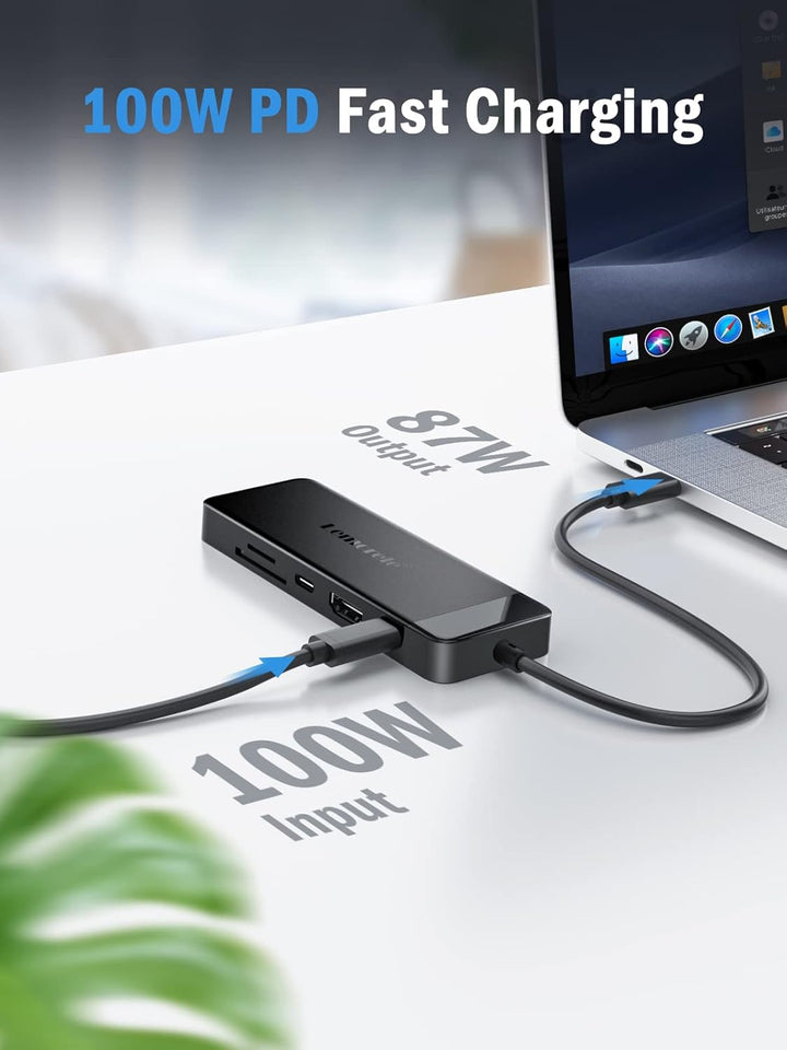Lemorele USB C Hub -Docking Station 10 in 1, USB C Adapter mit 4K HDMI, 3 USB-A 3.0, 100W PD, Daten