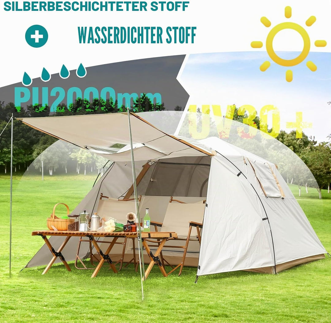 Chihee Camping Zelte Pop-Up Tragbares Zelt,Familienzelt 2 Türen Sofort aufbaubar Extra gross Wetterf