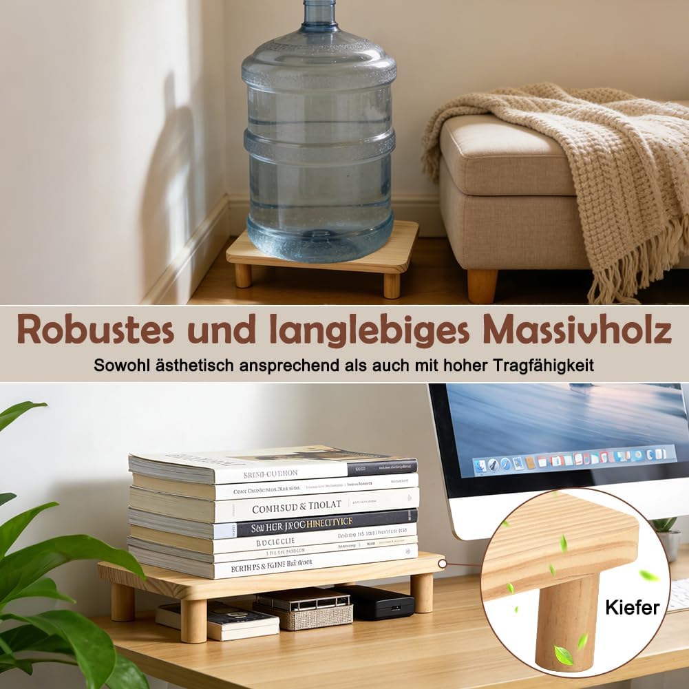 SZEE 2 Pack Erhöhter Stand für Futterautomat Katze, Katzenfutter Automat Halterung aus Massivholz, E