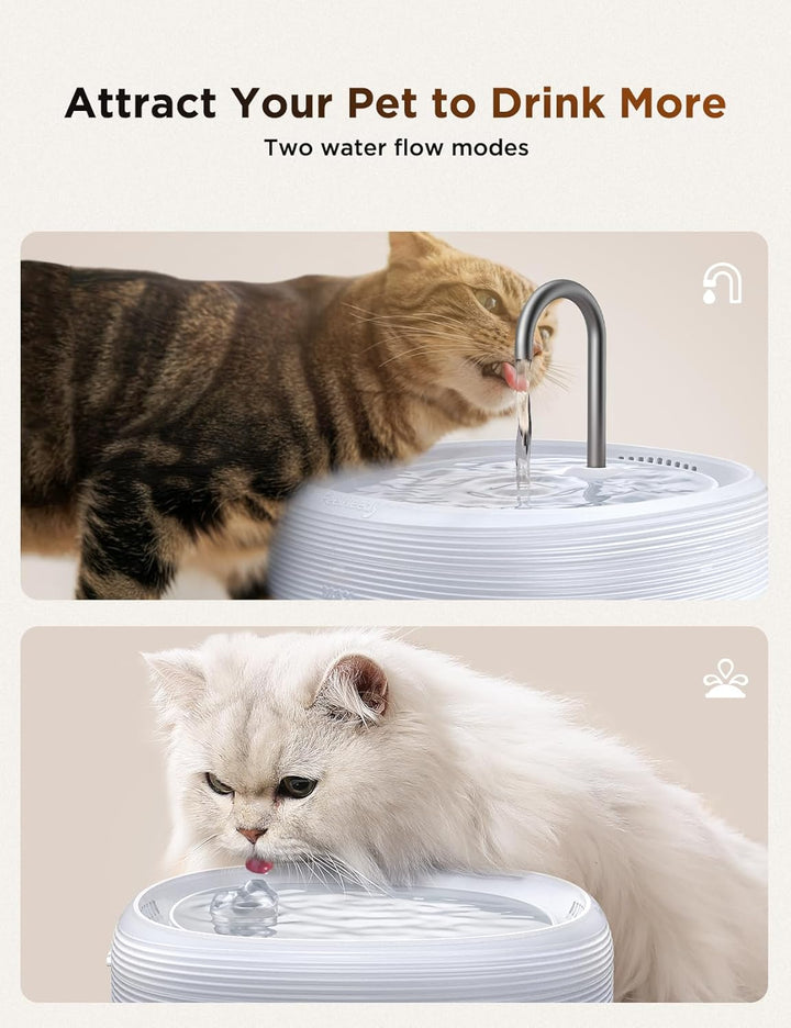 FEELNEEDY Katzenbrunnen für Katzen 3,2L Trinkbrunnen für Katze Super Leiser Zwei Wasserflussmuster,