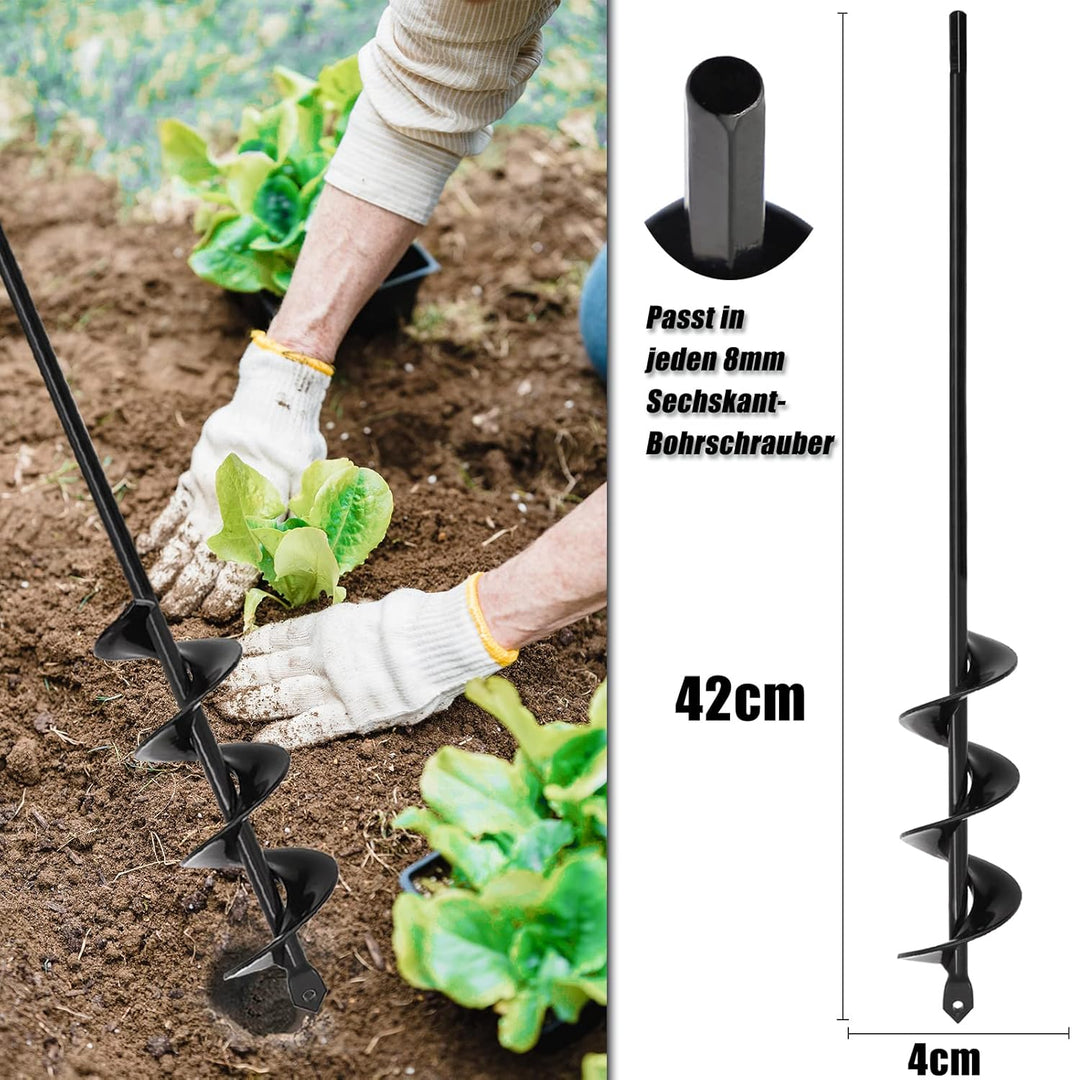 Garten Spiralbohrer 4x42+9x40 Garten Schnecken,Erdbohrer für Bohrmaschine,Pflanzbohrer,Garten Bohrer