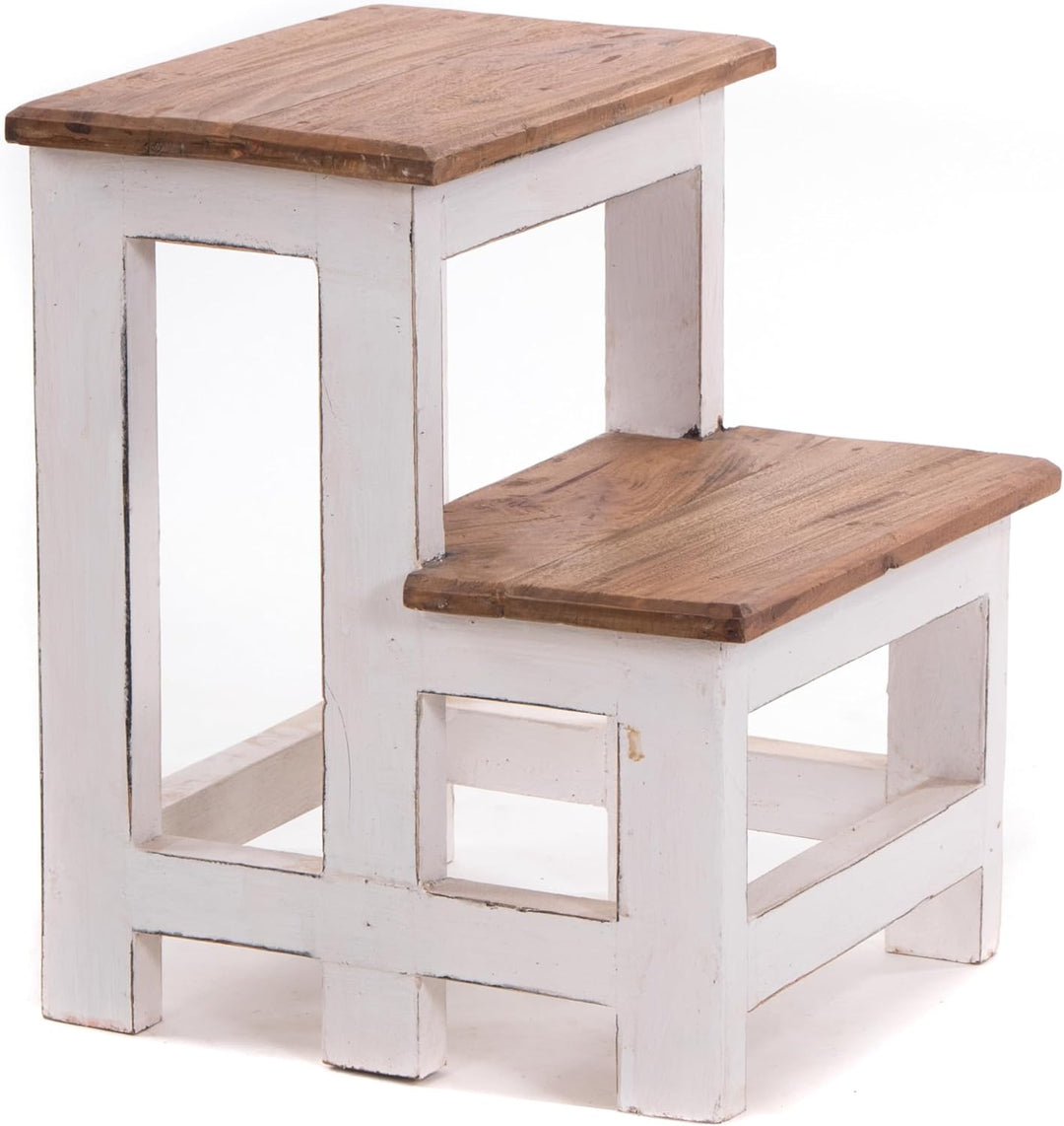 DESIGN DELIGHTS TRITTLEITER Step | 46x37x37 cm (HxBxT), Altholz, zweistufig | Trittleiter, Haushalts