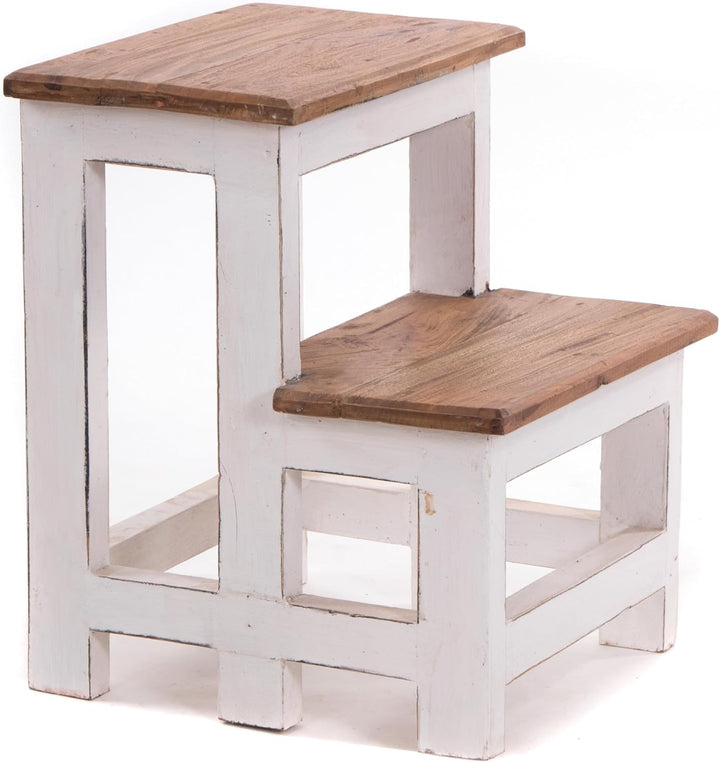 DESIGN DELIGHTS TRITTLEITER Step | 46x37x37 cm (HxBxT), Altholz, zweistufig | Trittleiter, Haushalts