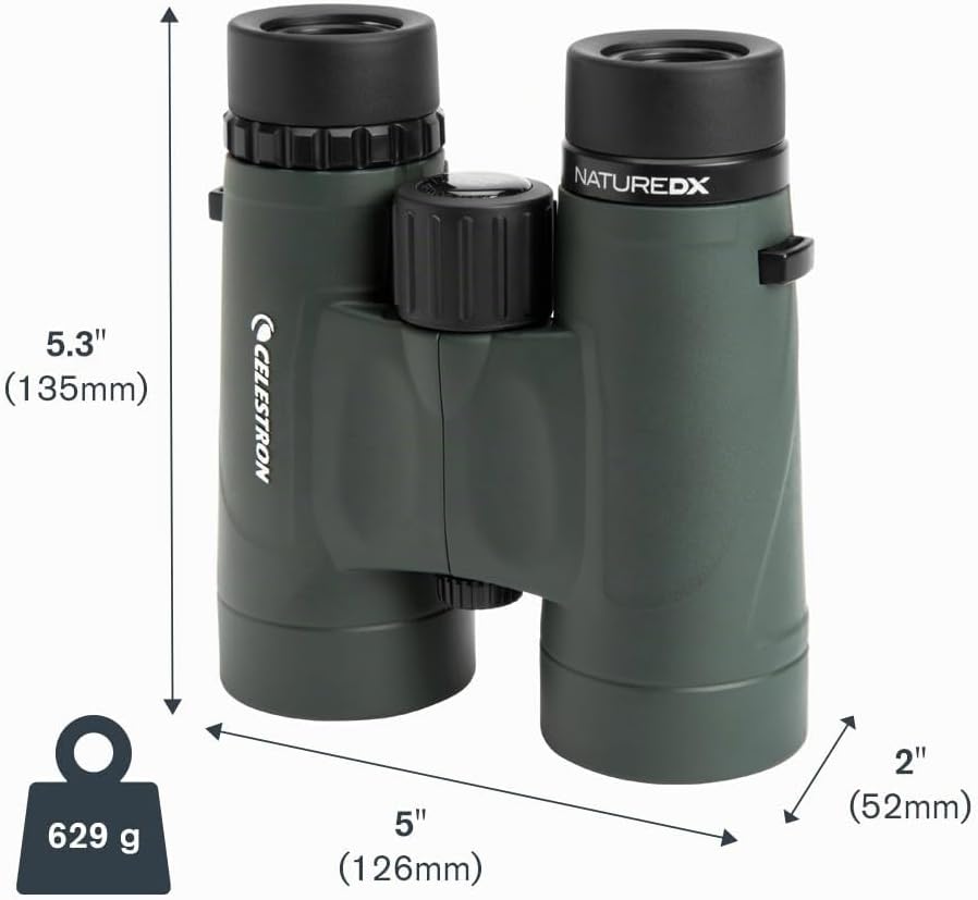 Celestron 71333 Nature DX 10 x 42 mm Ferngläser mit mehrfach vergüteter Linse, BaK-4 Prismenlinse un