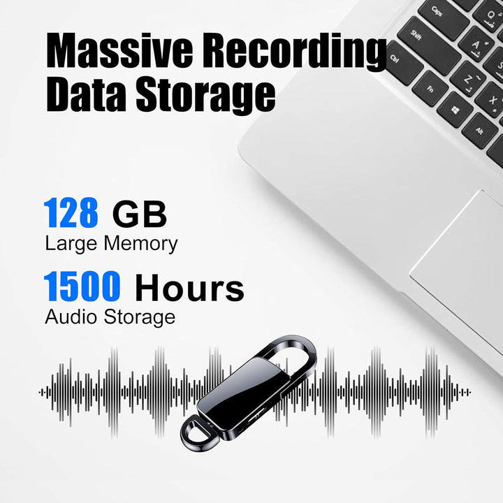 128GB Diktiergerät Mini, Voice Activated Recorder mit Dreifacher Rauschunterdrückung, 1500H Audio Sp